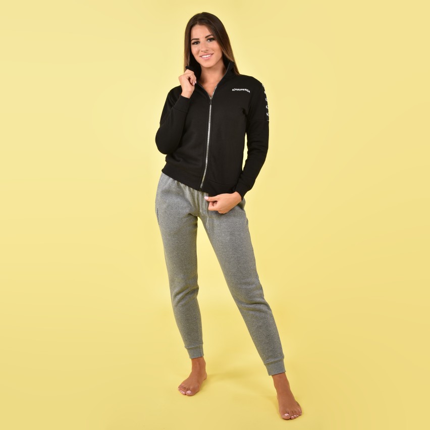 Tuta donna felpata sportiva a collo alto polsini Superga 22407 nero