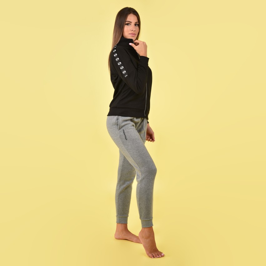 Tuta donna felpata sportiva a collo alto polsini Superga 22407 nero