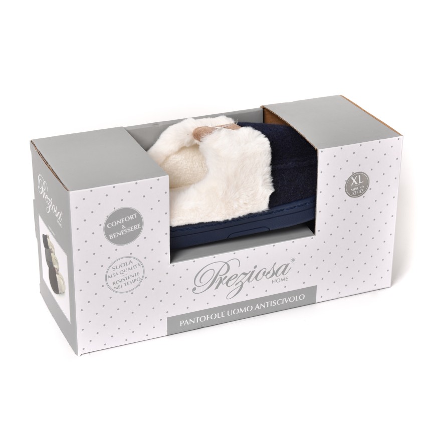 Pantofole uomo invernali calde pelliccia Preziosa 0102 blu