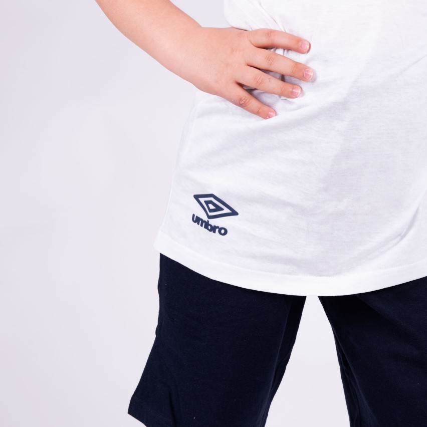 Pigiama cotone bambino ragazzo completo sportivo Umbro 65034 bianco - blu