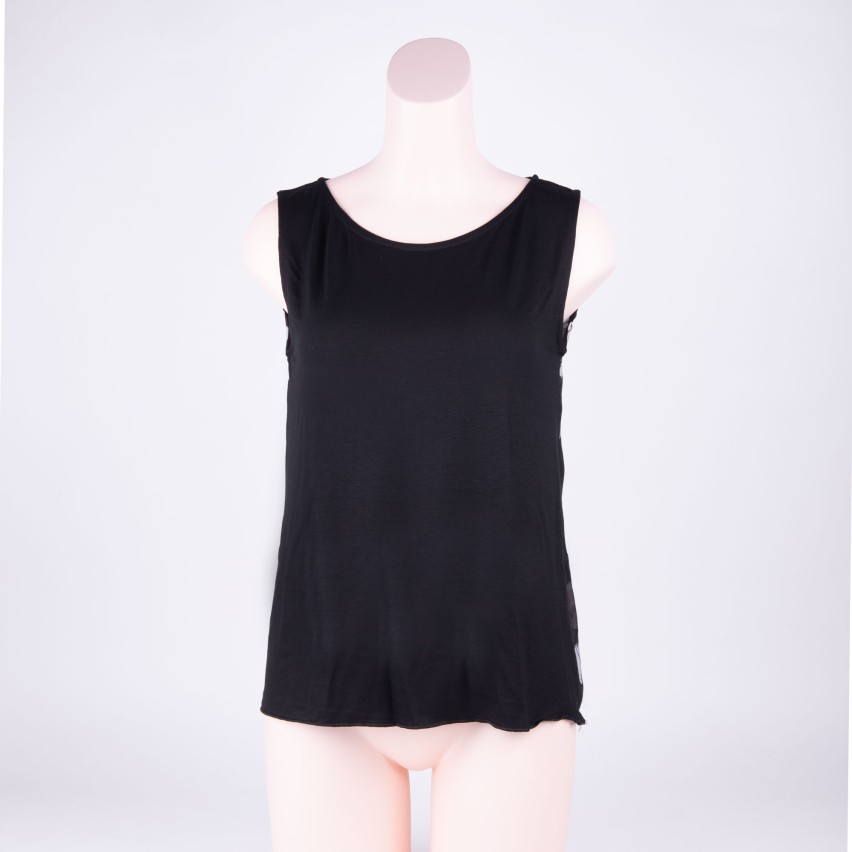 Canotta donna Jadea 4161 Var. 1 viscosa nera fiori semilucidi