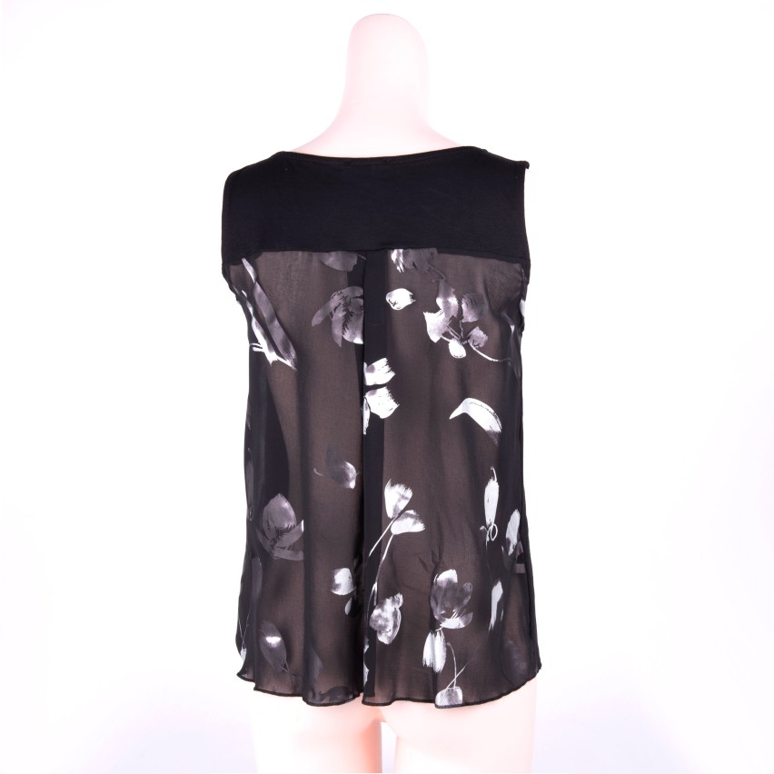 Canotta donna Jadea 4161 Var. 1 viscosa nera fiori semilucidi