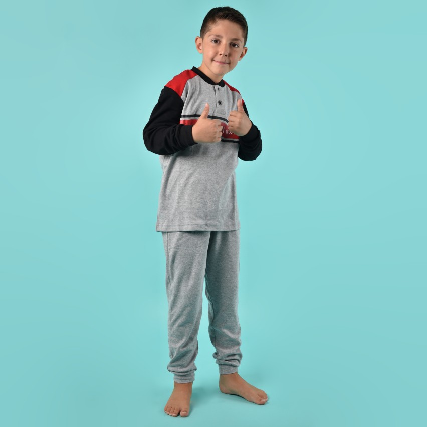 Pigiama bambino AC Milan serafino caldo cotone B2MI15131 grigio melange