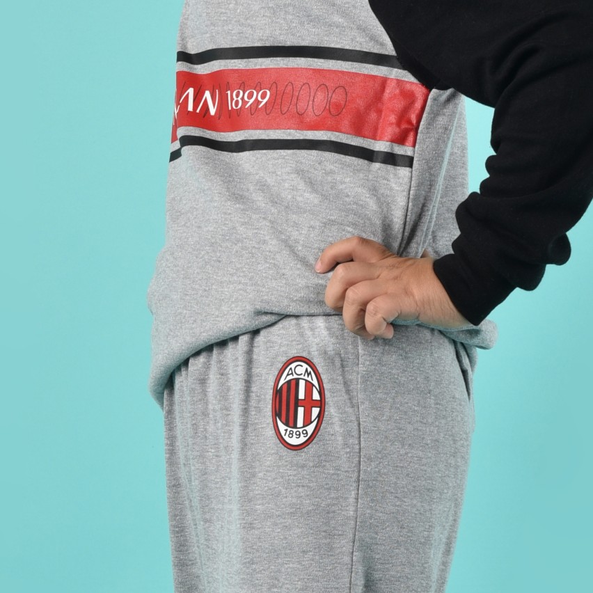 Pigiama bambino AC Milan serafino caldo cotone B2MI15131 grigio melange