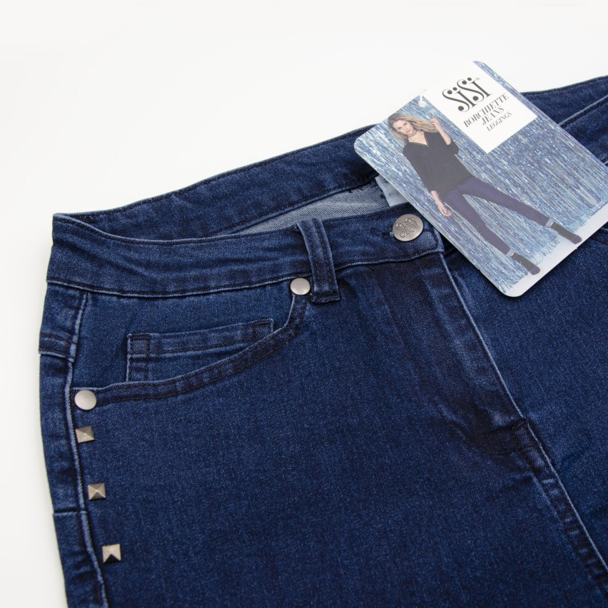 Leggins donna Sisi Borchiette Jeans con borchie laterali 