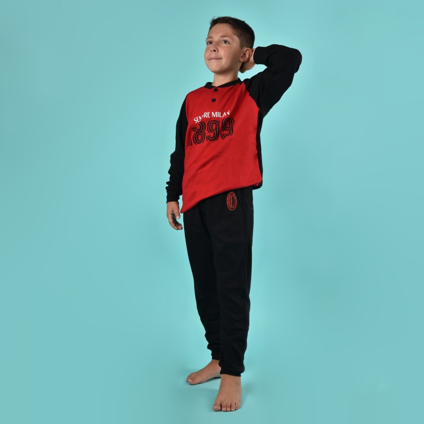 Pigiama bambino AC Milan serafino caldo cotone B2MI15131 nero