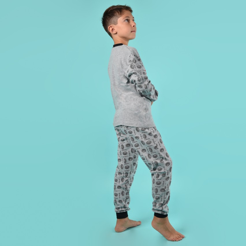 Pigiama bambino AC Milan serafino caldo cotone B2MI16100 grigio melange