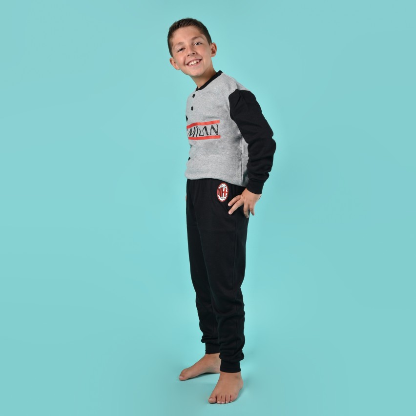 Pigiama bambino AC Milan calcio caldo cotone B2MI15130 grigio