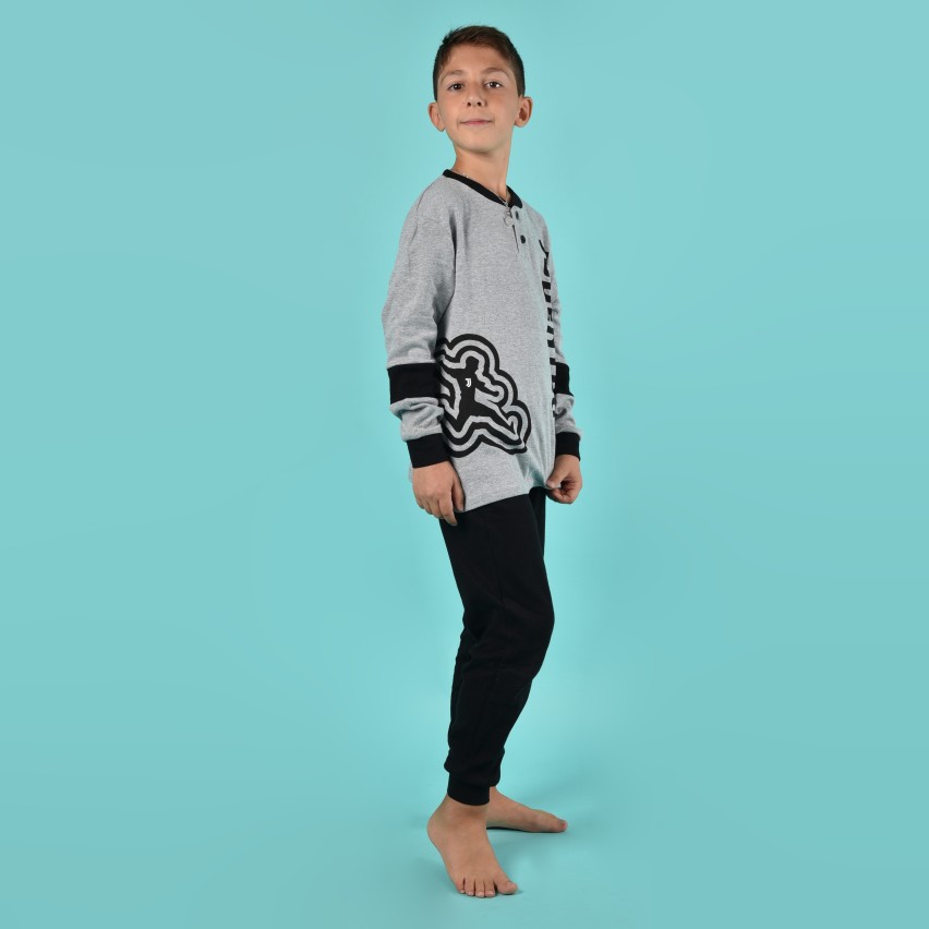 Pigiama bambino ufficiale Juventus B2 JU16100 grigio melange caldo cotone