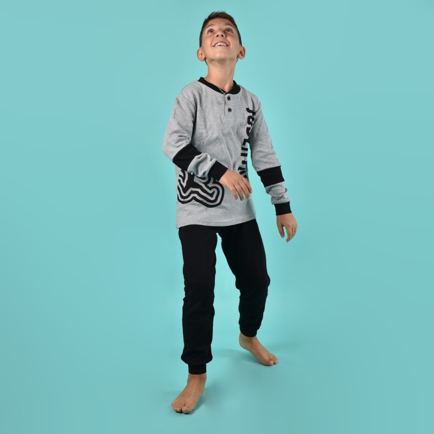 Pigiama bambino ufficiale Juventus B2 JU16100 grigio melange caldo cotone