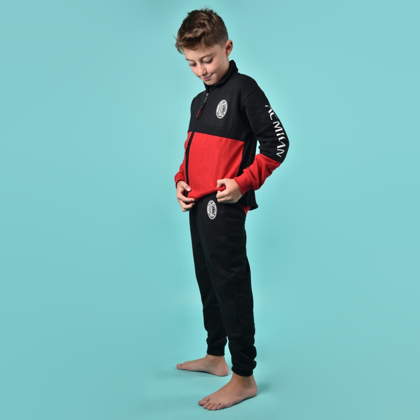 Pigiama con zip a collo alto cotone felpato Milan B2MI15133 rosso