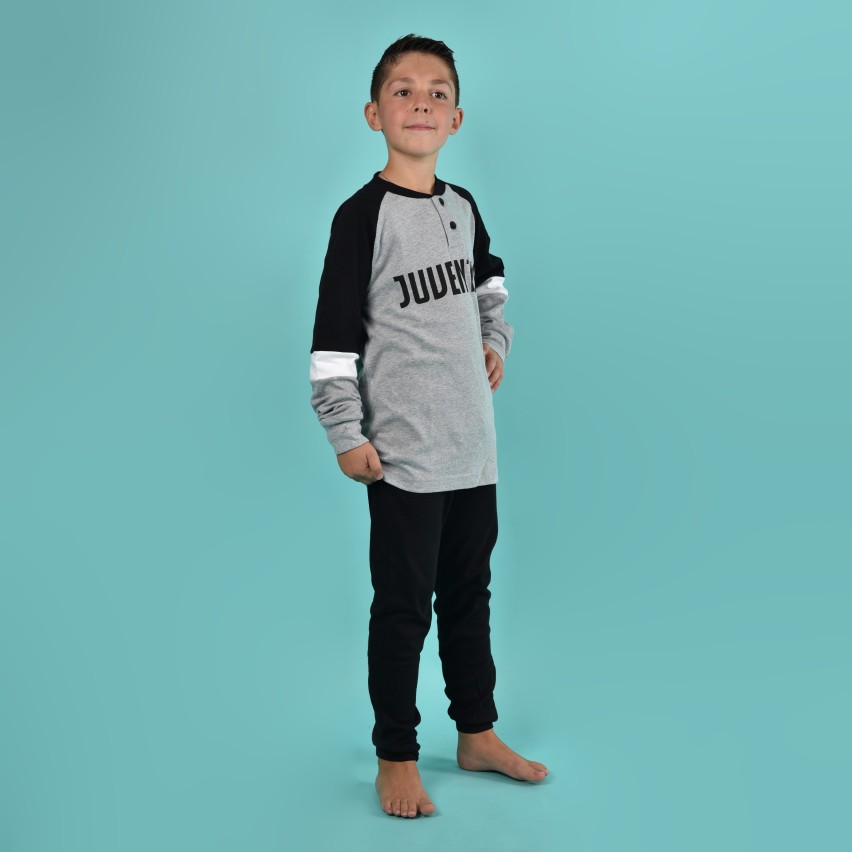 Pigiama Juventus bimbo ragazzo caldo cotone B2JU15130 grigio melange