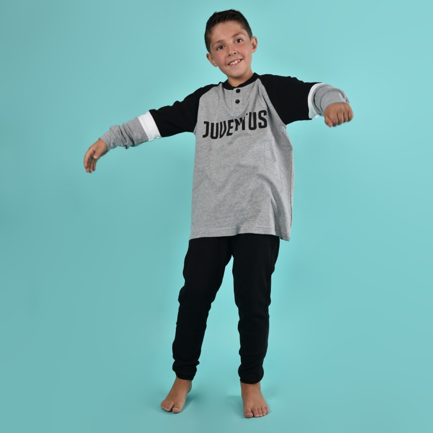Pigiama Juventus bimbo ragazzo caldo cotone B2JU15130 grigio melange