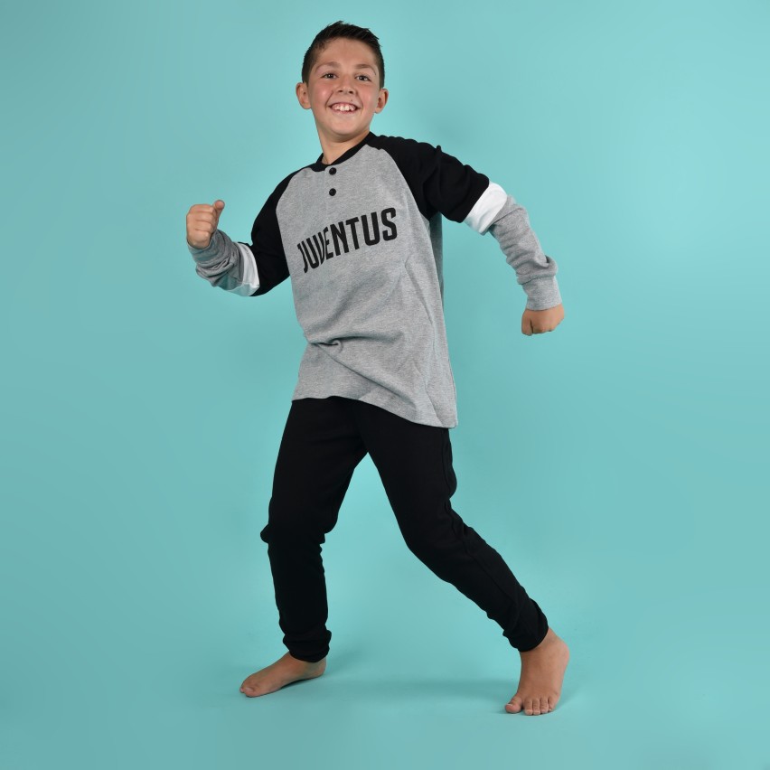 Pigiama Juventus bimbo ragazzo caldo cotone B2JU15130 grigio melange