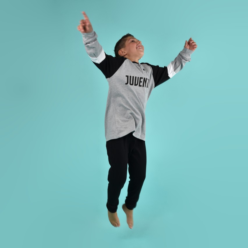 Pigiama Juventus bimbo ragazzo caldo cotone B2JU15130 grigio melange