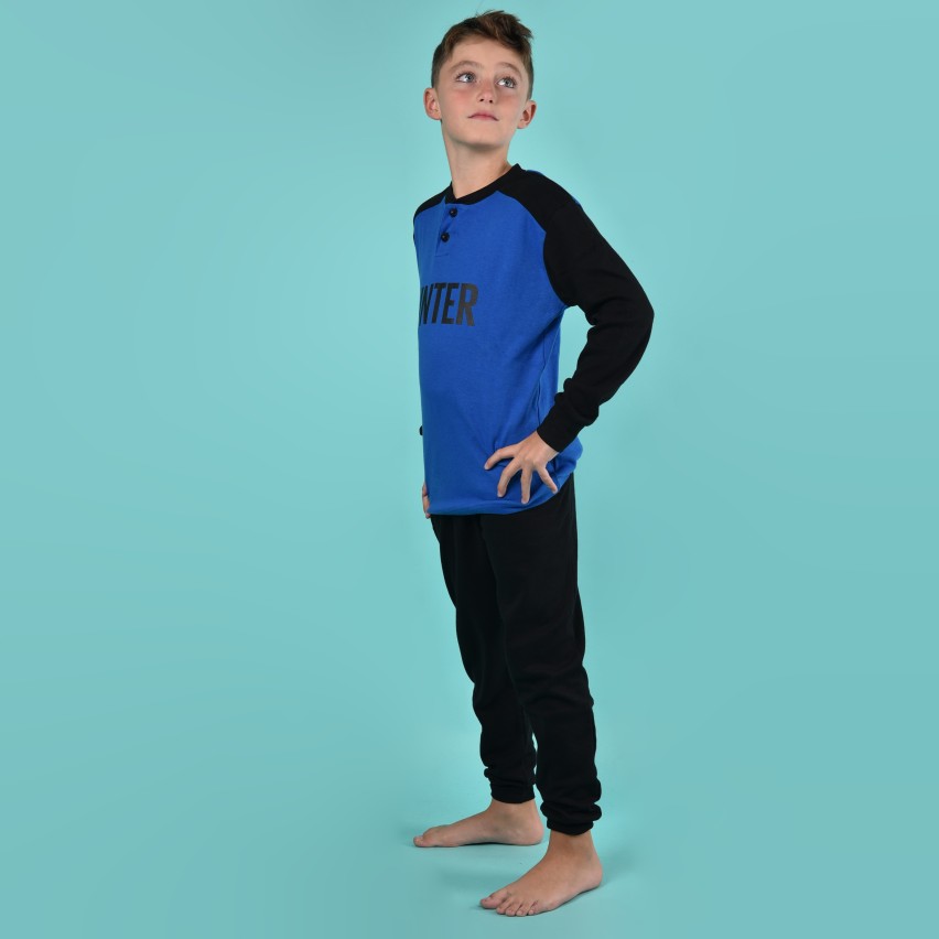 Pigiama bambino Inter serafino caldo cotone B2IN15130 nero