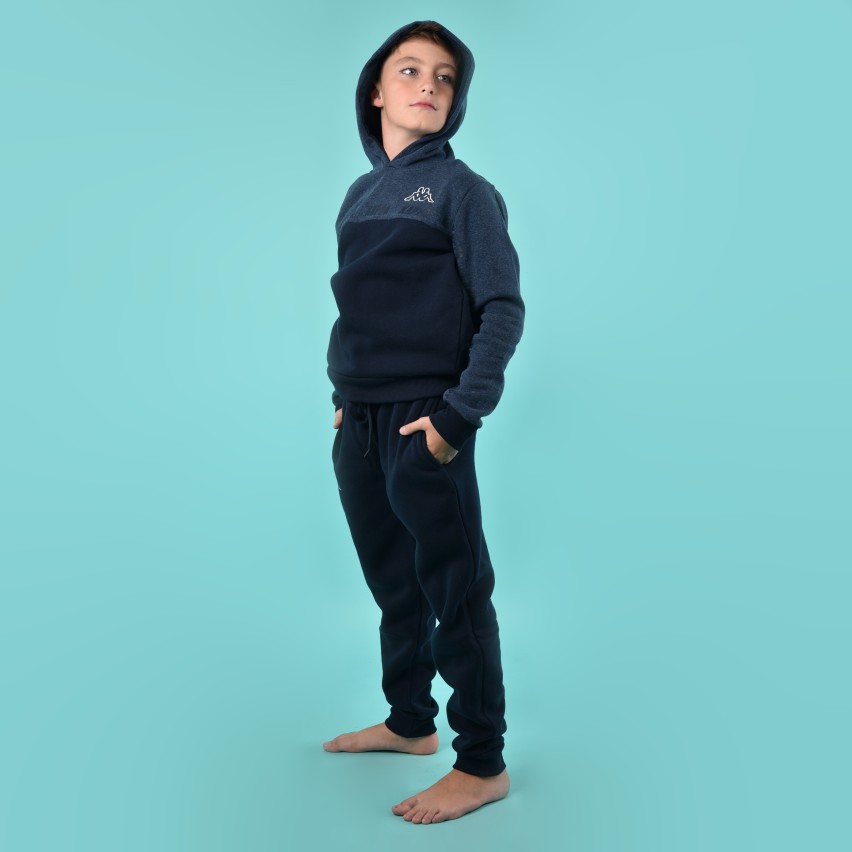Tuta pigiama bambino con cappuccio jeans cotone felpato Kappa KMW22164 