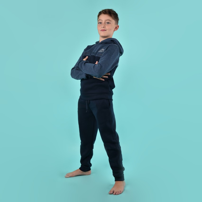 Tuta pigiama bambino con cappuccio jeans cotone felpato Kappa KMW22164 