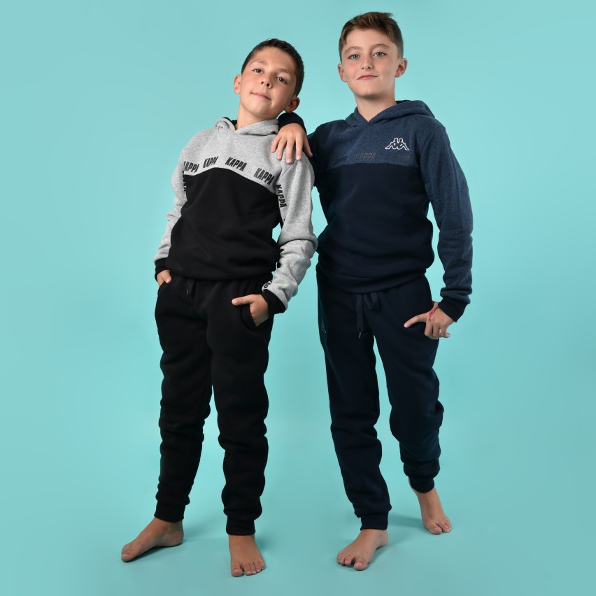 Tuta pigiama bambino con cappuccio jeans cotone felpato Kappa KMW22164 