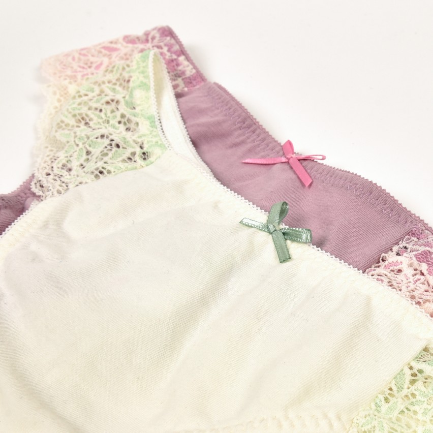 Perizoma Jadea 6330 lavanda e menta in cotone elasticizzato con pizzo 2pz