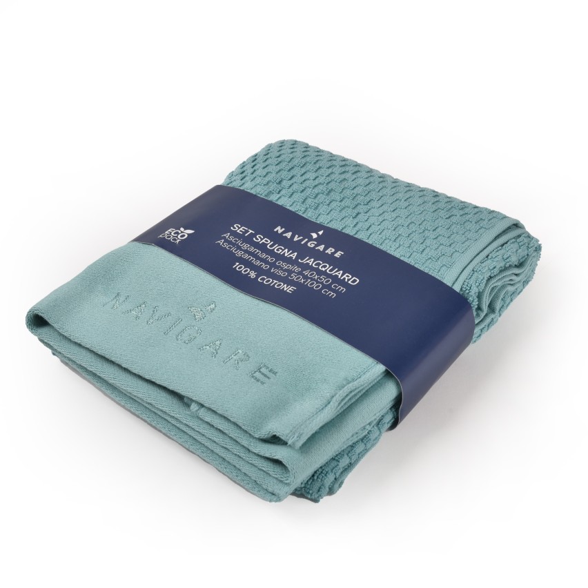 Set asciugamani spugna Jacquard Navigare 100%cotone viso+ospite