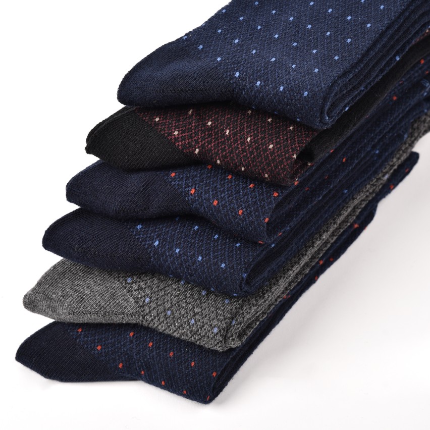 Calze uomo lunghe caldo cotone Meritex 1246 pois 6 paia