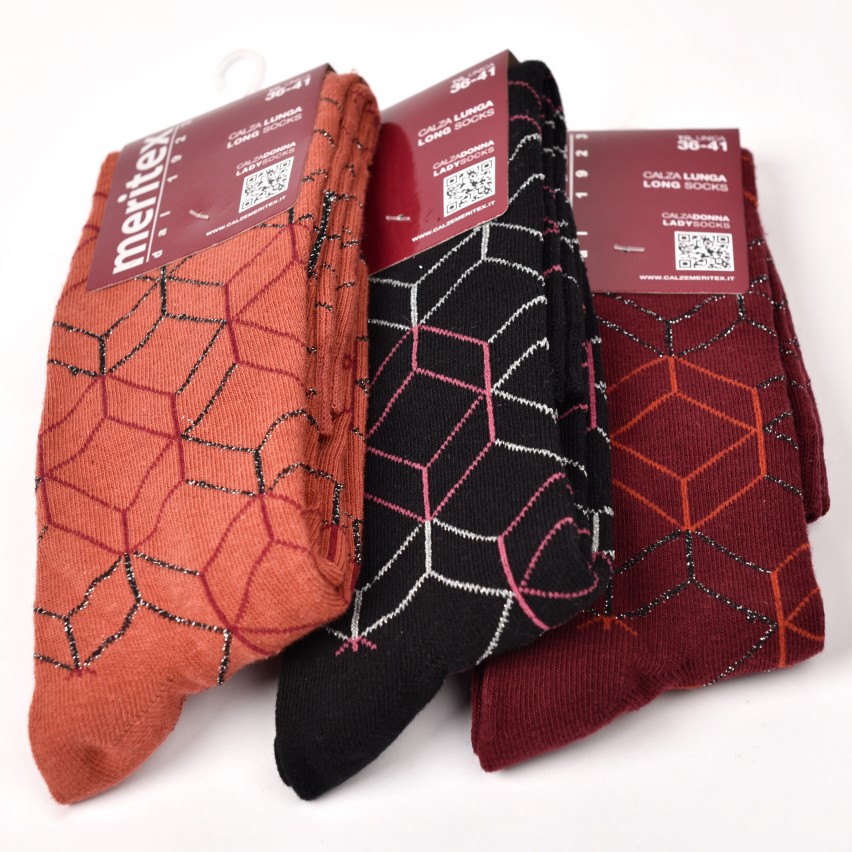 Calze lunghe gambaletto caldo cotone Meritex 6589 B 3 paia