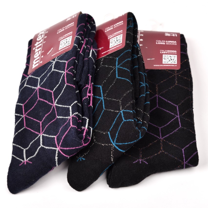 Calze lunghe gambaletto caldo cotone Meritex 6589 C 3 paia
