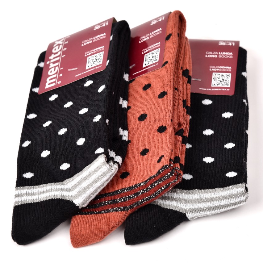 Calze lunghe gambaletto caldo cotone Meritex 6584C 3 paia