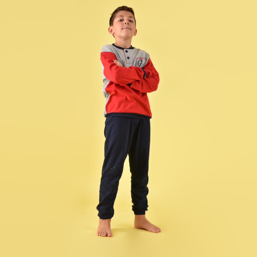 Pigiama bambino ragazzo Navigare B215656 caldo cotone grigio melange