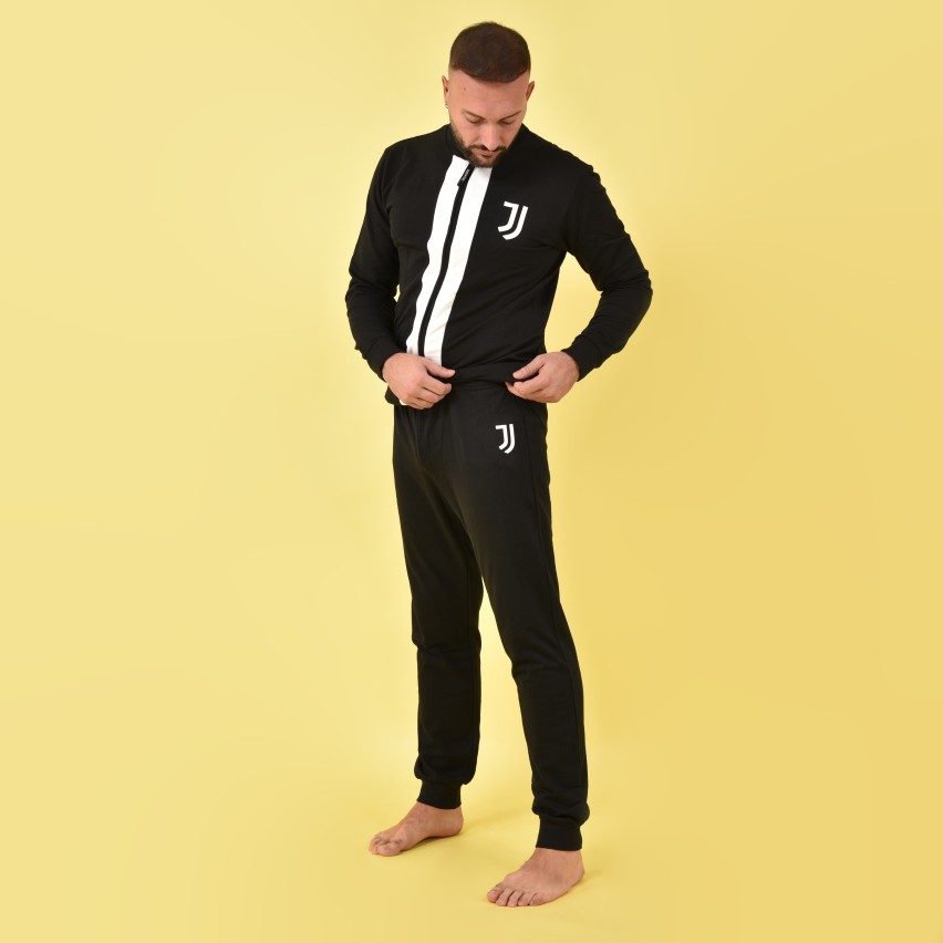 Pigiama uomo zip Juventus felpata a collo alto B2JU14133 nero