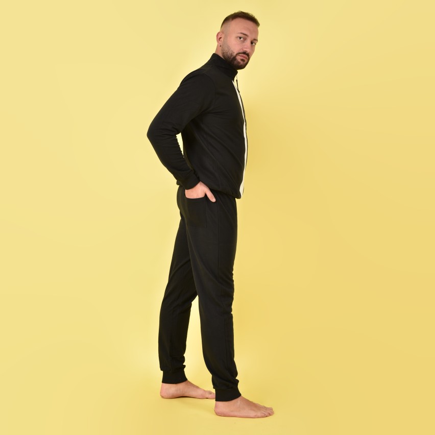 Pigiama uomo zip Juventus felpata a collo alto B2JU14133 nero