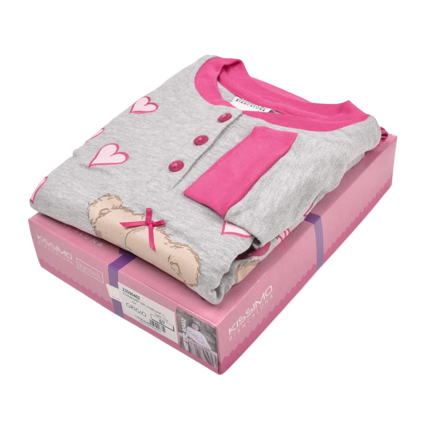 Pigiama bimba Biancaluna in caldo cotone orsacchiotto 23D90402
