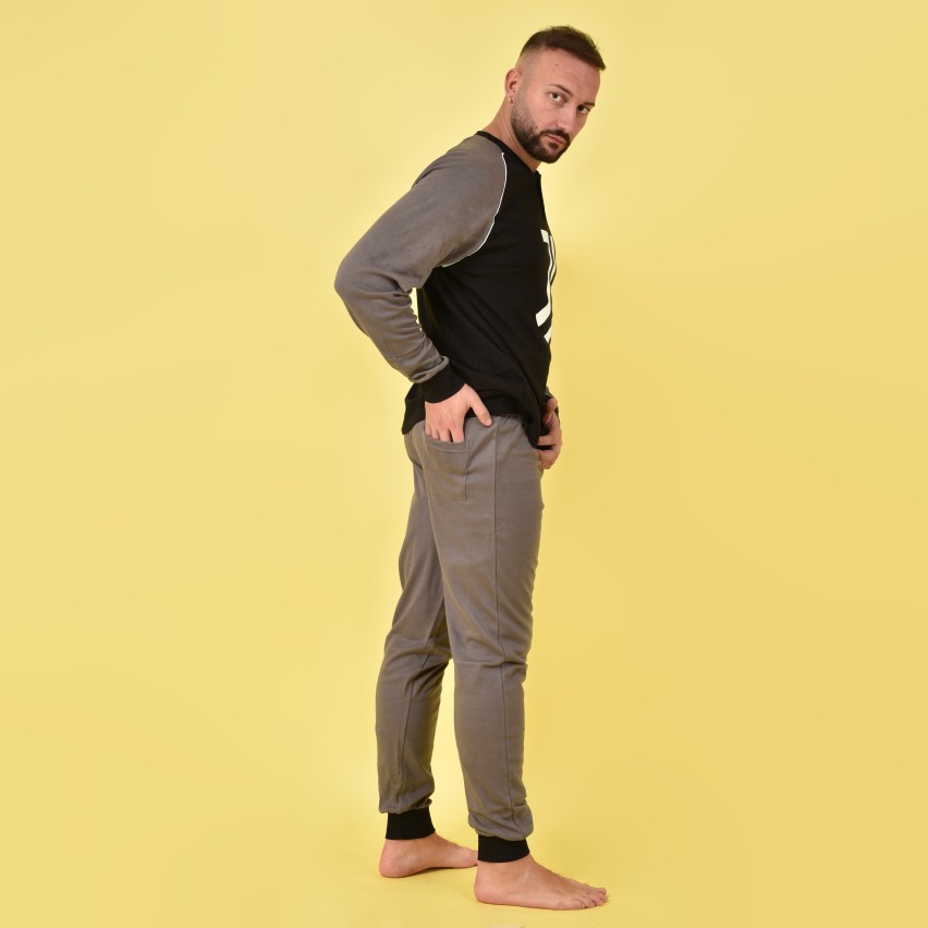 Pigiama uomo Juventus ufficiale antracite nero B2JU14131 caldo cotone