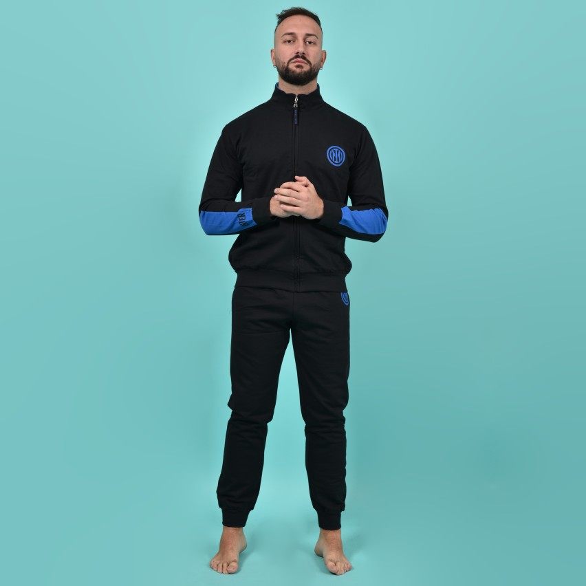 Pigiama uomo Inter ufficiale cotone felpato B2IN14133 nero