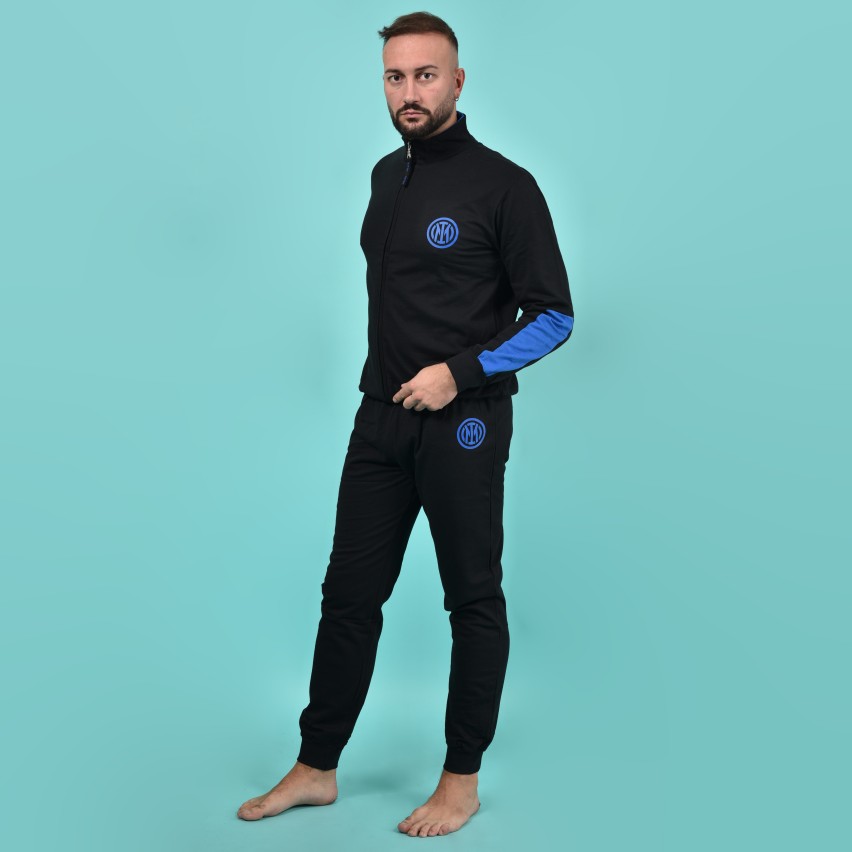 Pigiama uomo Inter ufficiale cotone felpato B2IN14133 nero