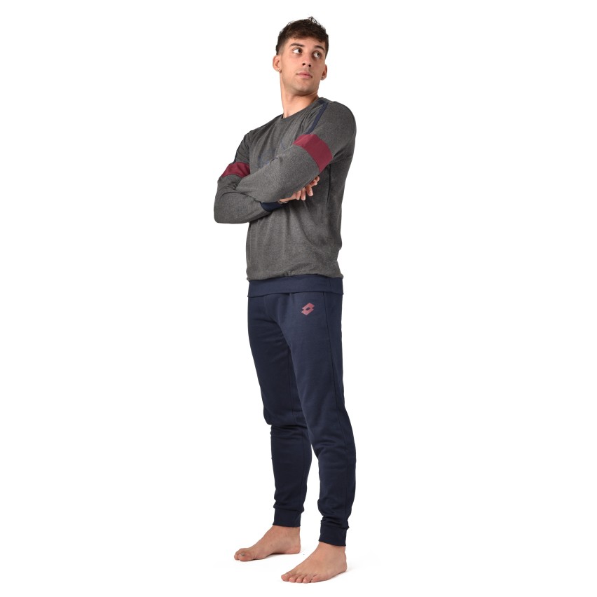 Pigiama uomo Lotto LP4073 caldo cotone antracite melange con polsini