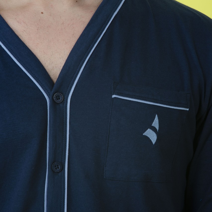 Pigiama uomo Navigare B2Y14280 in cotone giacca aperta blu