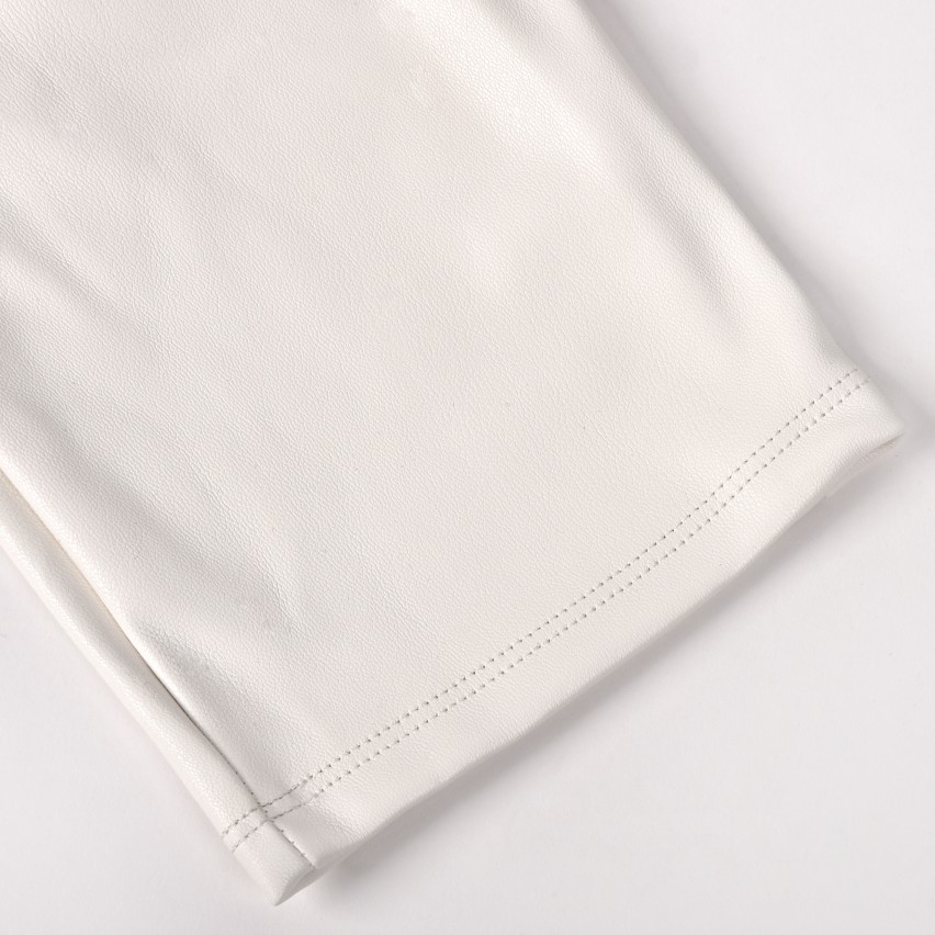 Pantalone casual donna Jogger 54131 simil pelle bianco latte