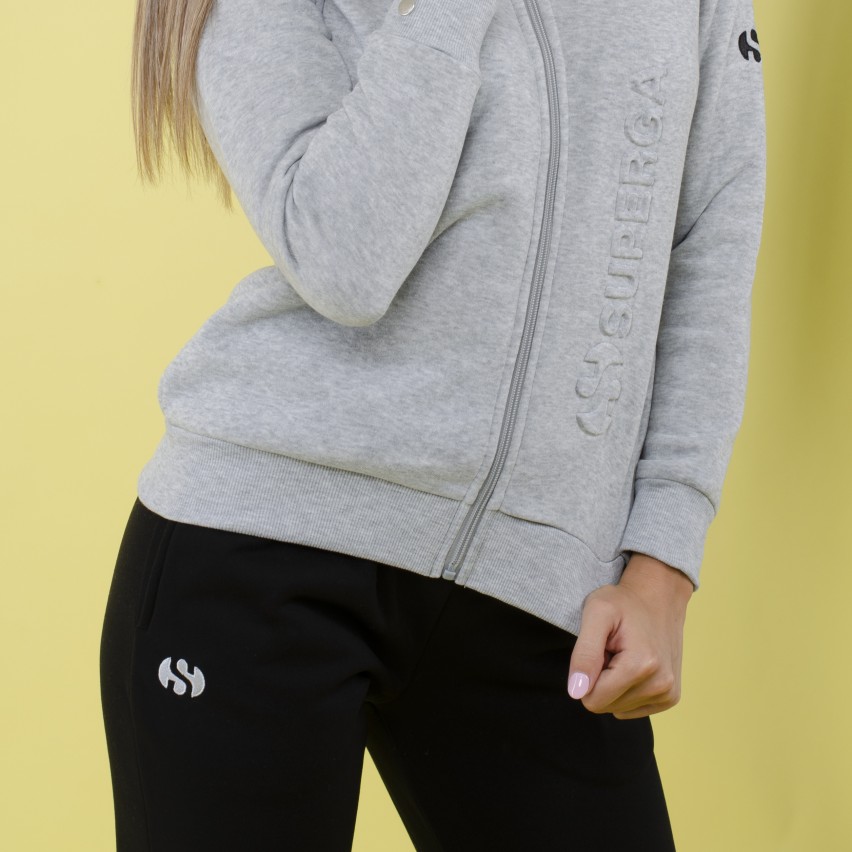 Tuta donna calda con polsini felpata Superga 22404 grigio