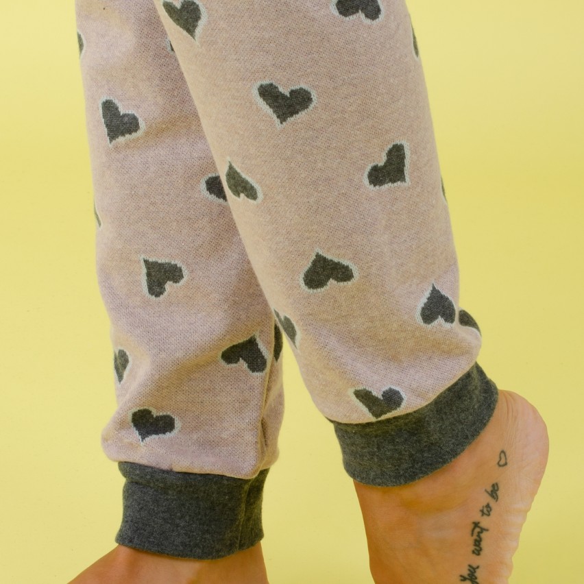 Pigiama donna cuori in punto milano Biancaluna 25054 grigio