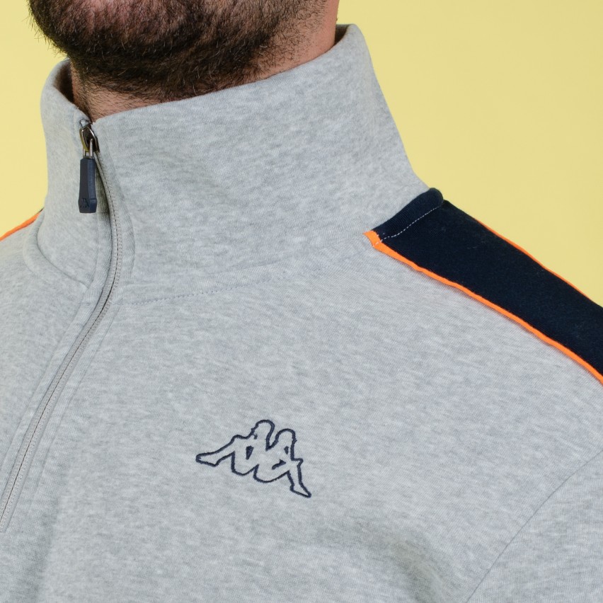 Tuta uomo felpa mezza zip Kappa grigio KMW22162