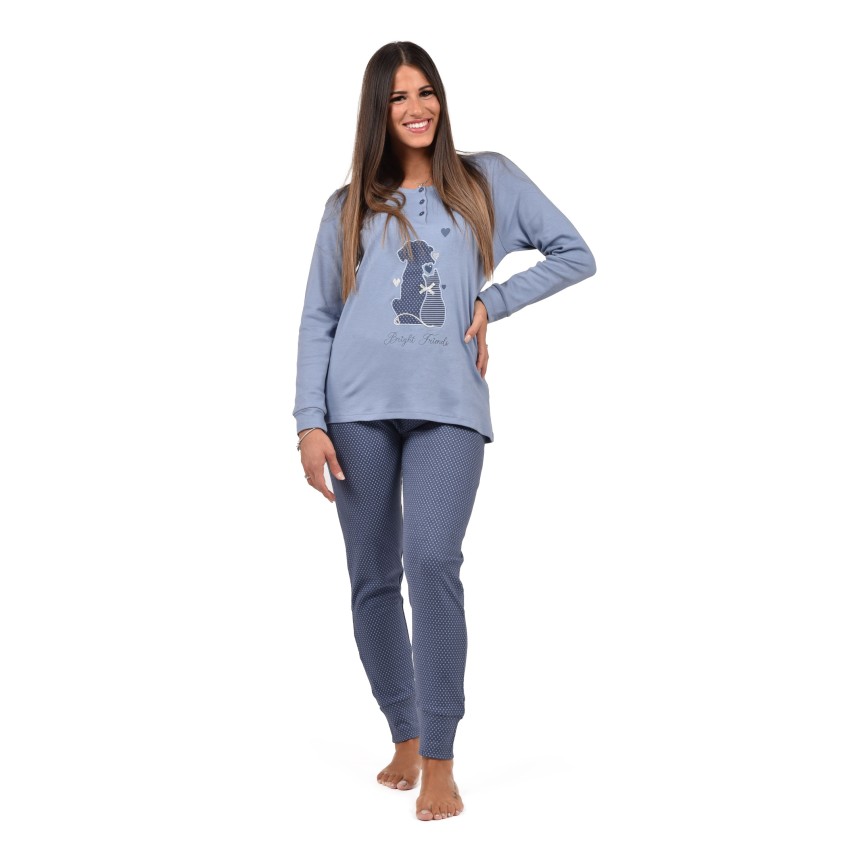 Pigiama donna serafino caldo cotone Infiore FRD1447