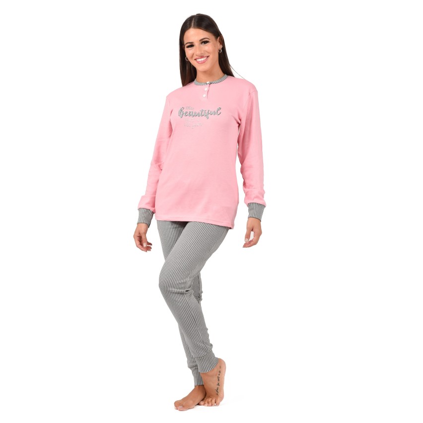 PIgiama donna caldo cotone pied de poule Karel  SE5354