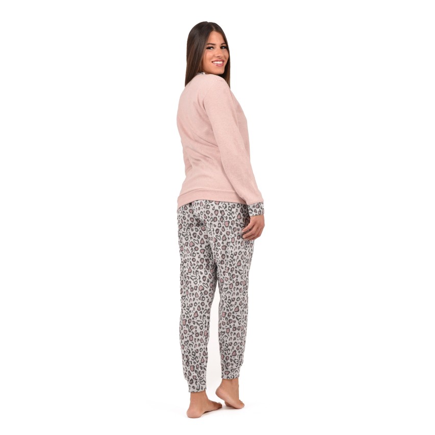 Pigiama donna in punto milano leopardato Karel SE5303