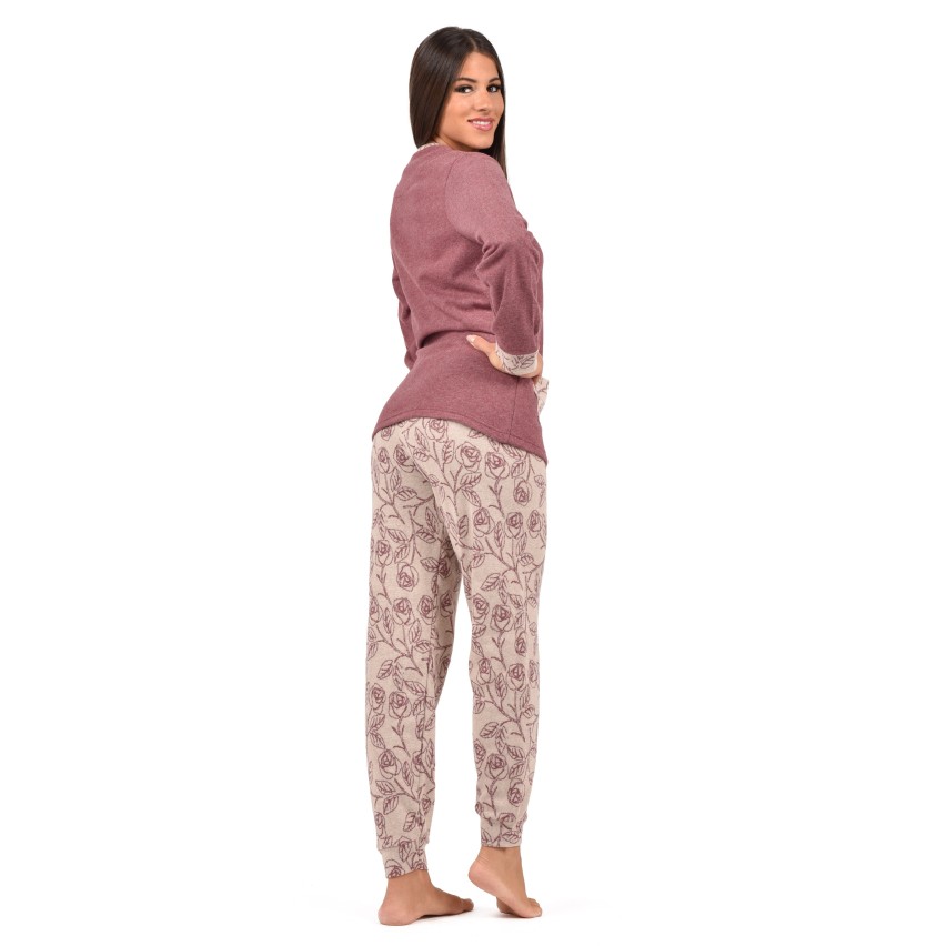 Pigiama donna serafino con tasche Karel punto milano SE5301