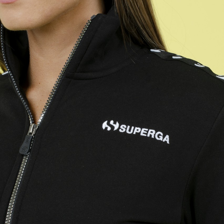 Tuta donna felpata sportiva a collo alto polsini Superga 22407 nero