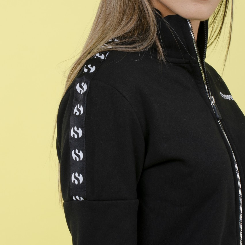 Tuta donna felpata sportiva a collo alto polsini Superga 22407 nero