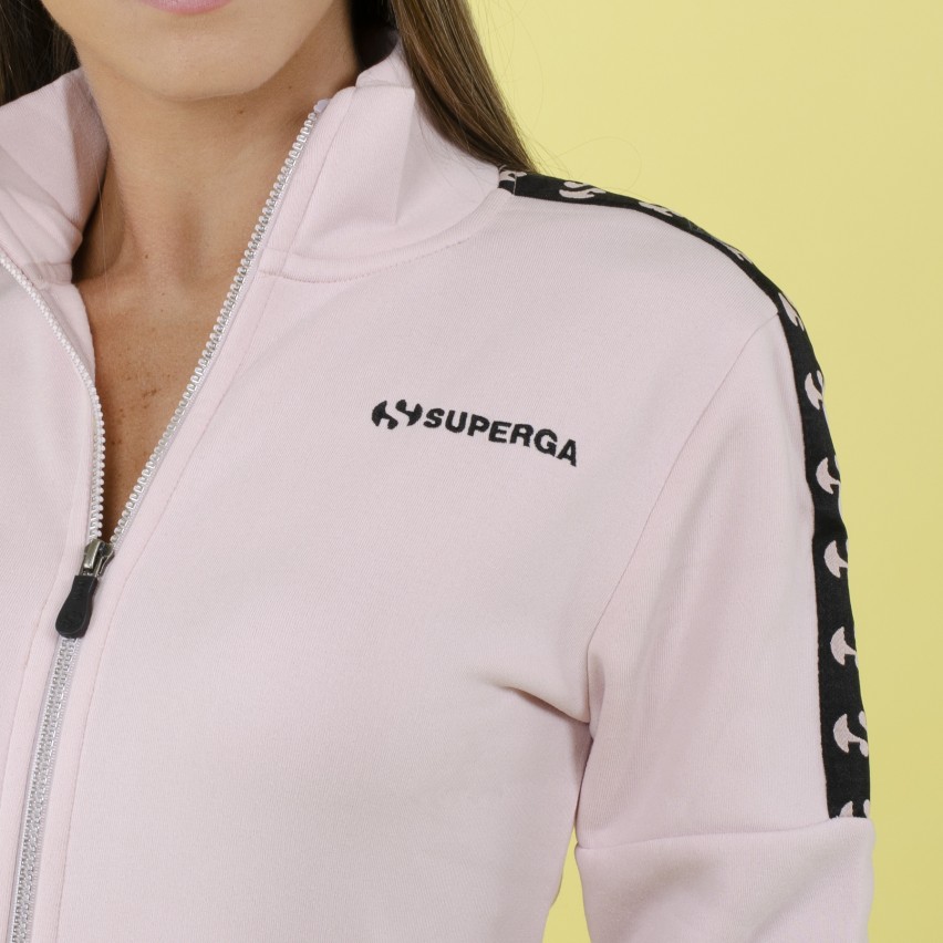 Tuta donna felpata Superga giacca zip e pantalone 22404 rosa