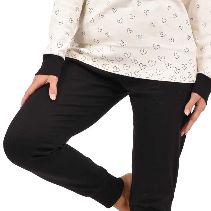 Pigiama donna caldo cotone cuoricini in caldo cotone Karel SE5349